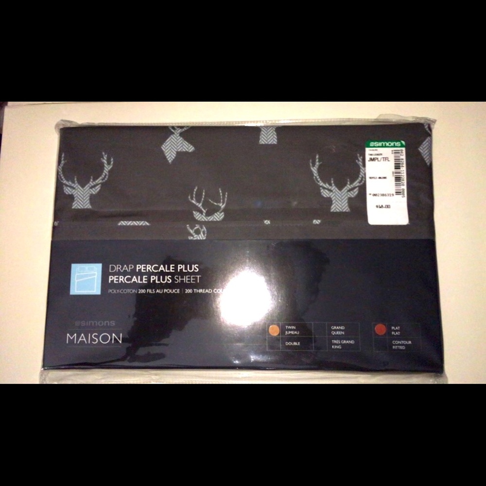 Simons Twin Flat Bed Sheet Reindeer Print New